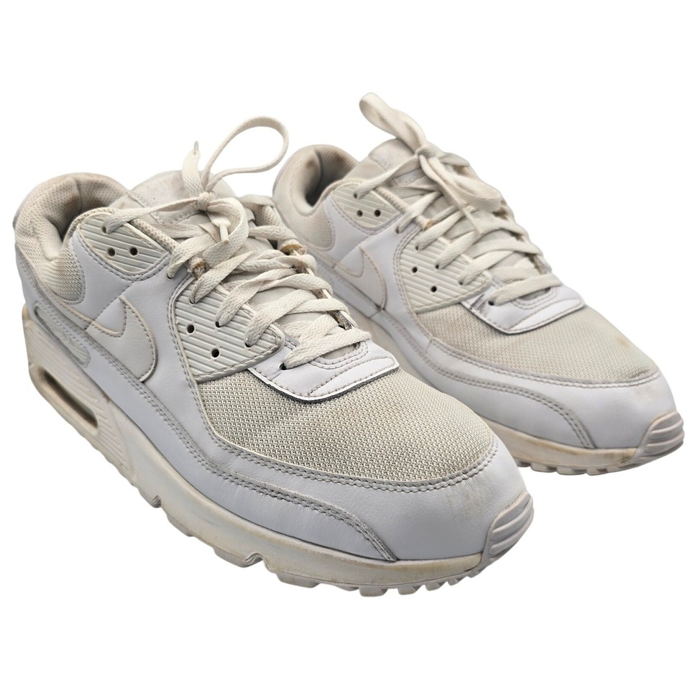 Nike Air Max 90 Triple White Leather Mesh Sneakers CN8490-100 Mens Size 14